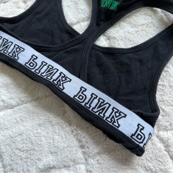 Victoria's Secret PINK | Black & Green "Haut Court" Shamrock Bra | Size Small - Picture 5 of 12
